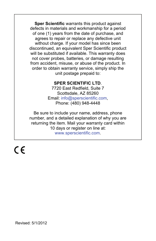 Sper Scientific 850045 Dissolved Oxygen - DO Pen User Manual | Page 15 / 16
