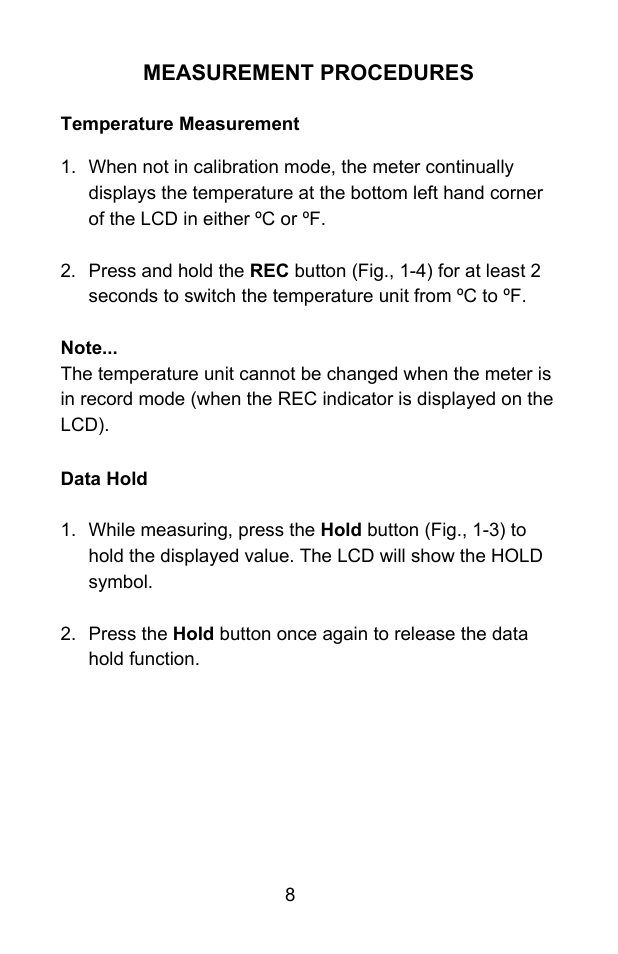 Measurement procedures | Sper Scientific 850045 Dissolved Oxygen - DO Pen User Manual | Page 8 / 16