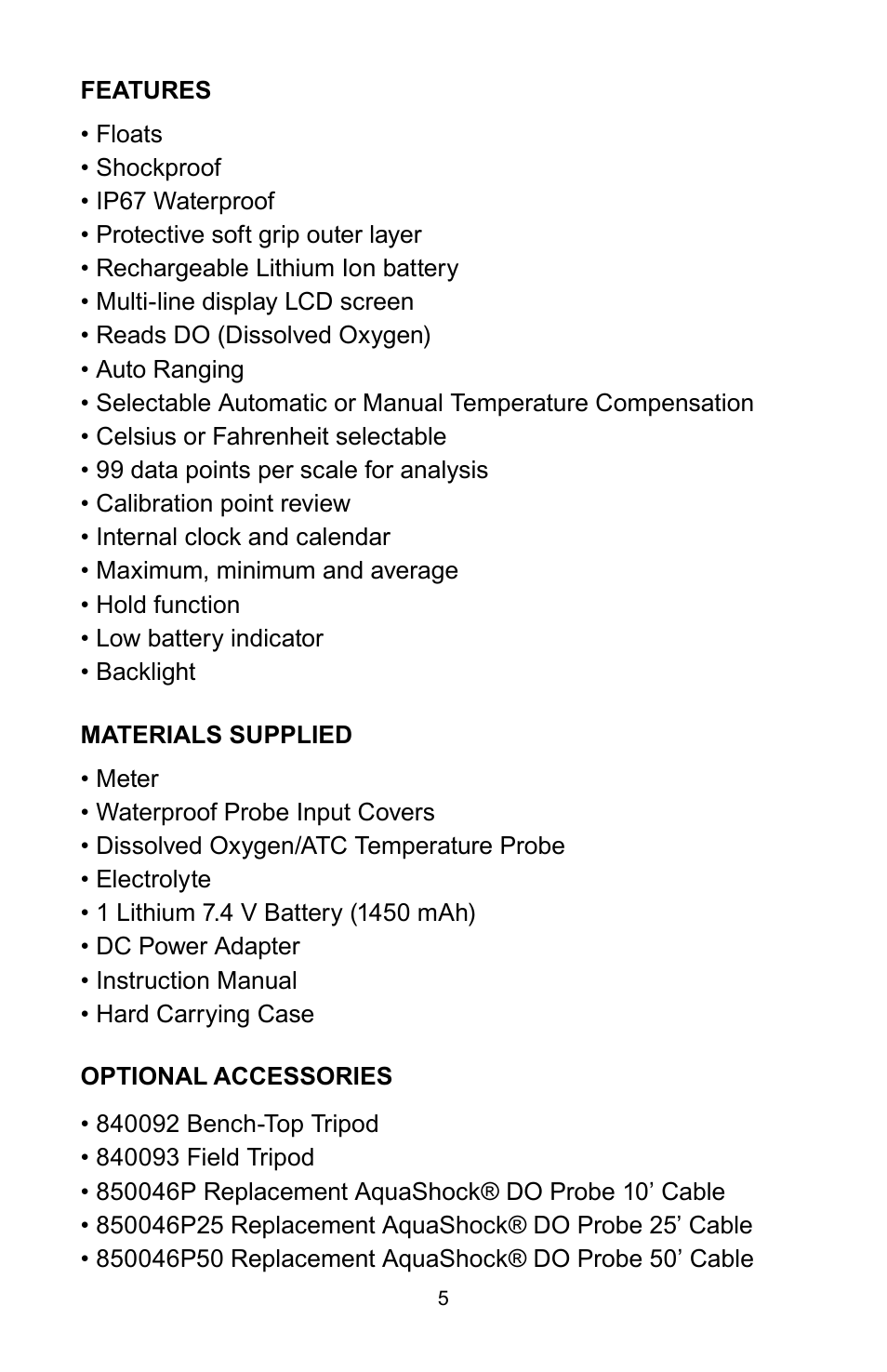Sper Scientific 850046K AquaShock DO Kit User Manual | Page 5 / 28