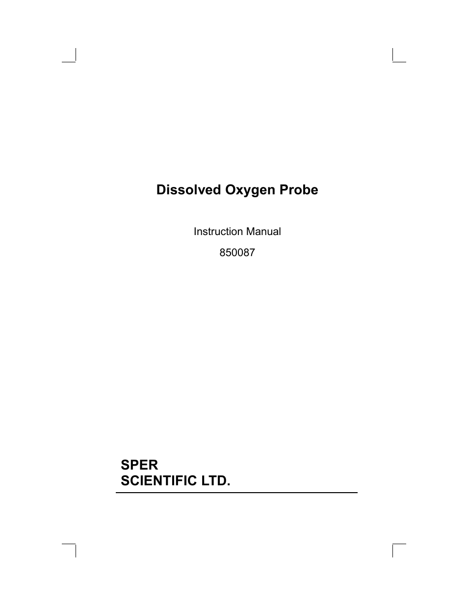 Sper Scientific 850087 Dissolved Oxygen Probe 4 Meter Cable User Manual | 4 pages