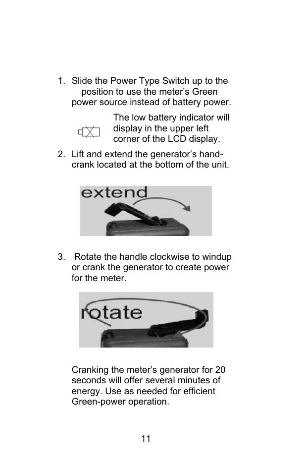 Power type selection | Sper Scientific 850068 Hybrid Powered Environmental Meter User Manual | Page 11 / 28