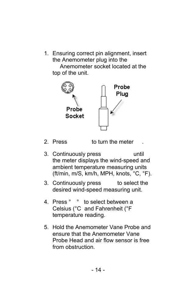 Measurement procedures | Sper Scientific 850068 Hybrid Powered Environmental Meter User Manual | Page 14 / 28