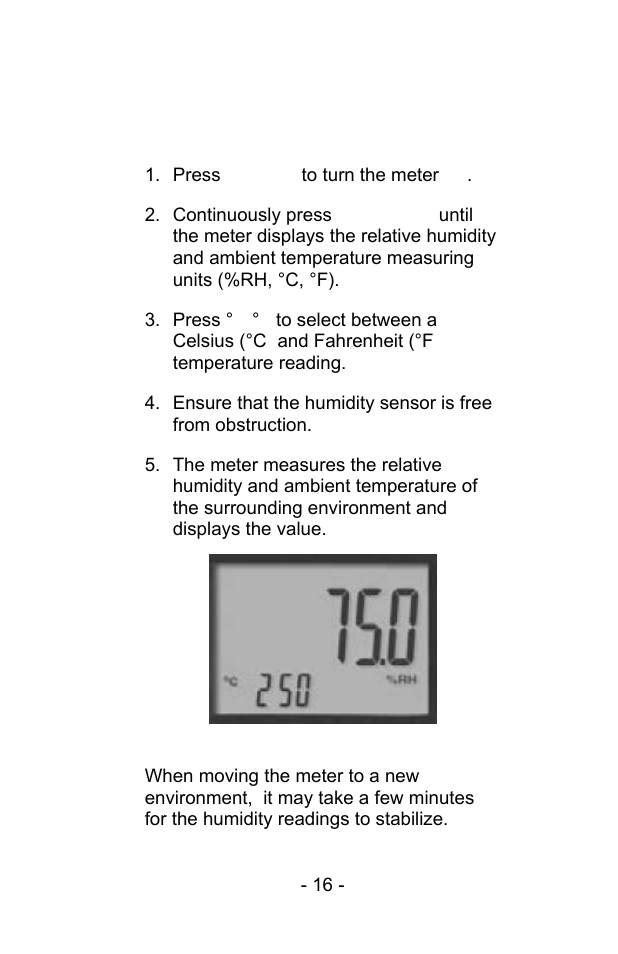 Measurement procedures | Sper Scientific 850068 Hybrid Powered Environmental Meter User Manual | Page 16 / 28