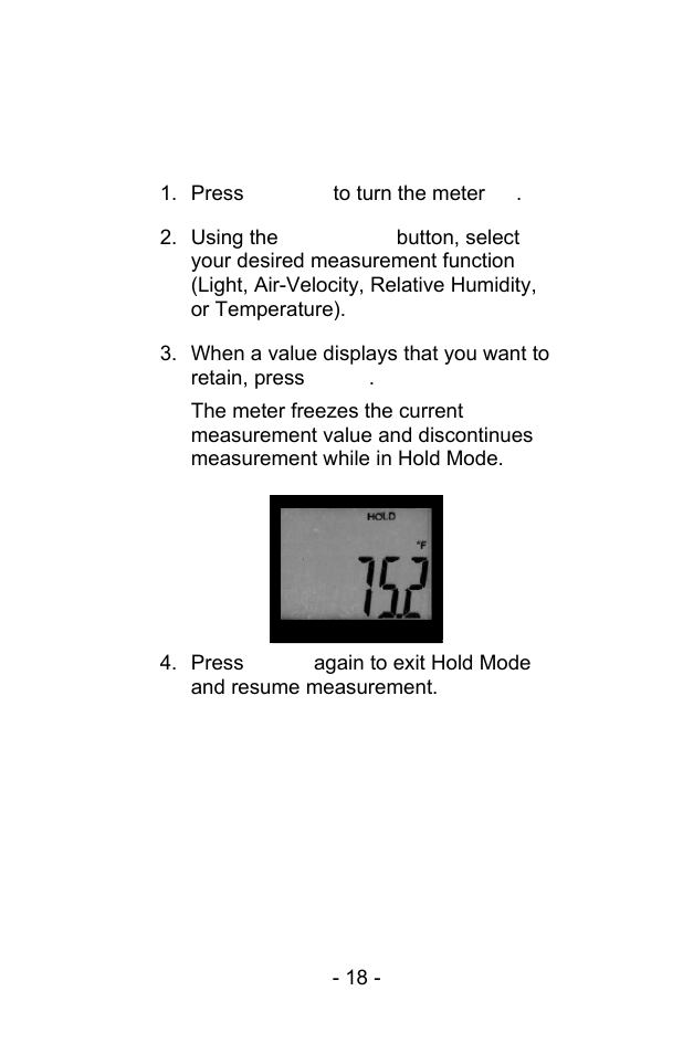 Measurement procedures | Sper Scientific 850068 Hybrid Powered Environmental Meter User Manual | Page 18 / 28