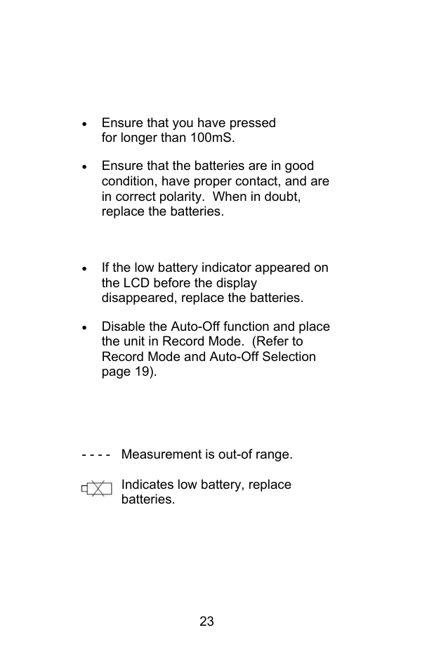 Troubleshooting, Error codes | Sper Scientific 850068 Hybrid Powered Environmental Meter User Manual | Page 23 / 28