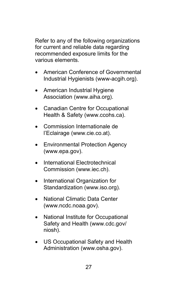 Environment references | Sper Scientific 850068 Hybrid Powered Environmental Meter User Manual | Page 27 / 28