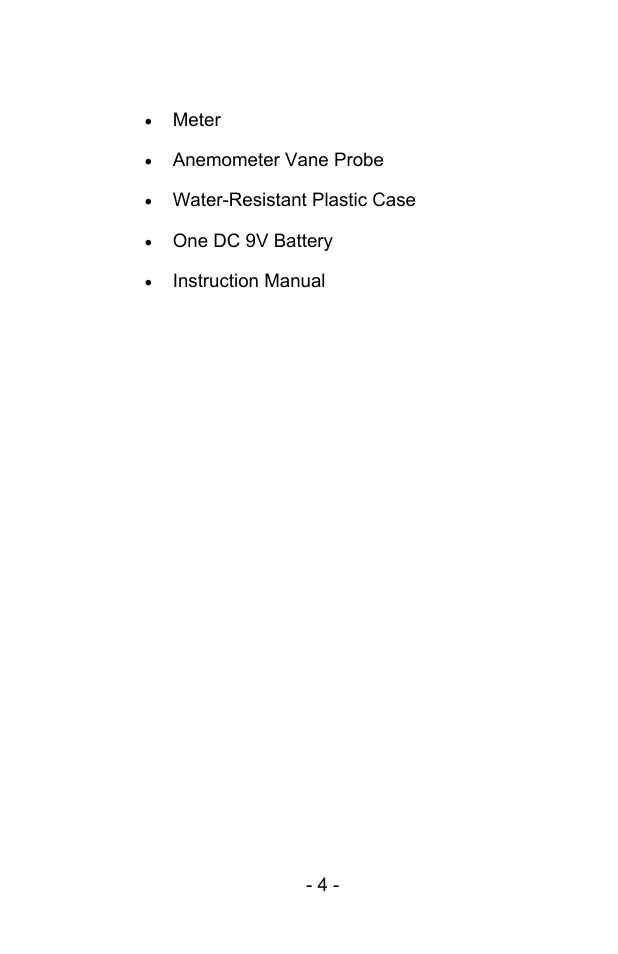 Materials supplied | Sper Scientific 850068 Hybrid Powered Environmental Meter User Manual | Page 4 / 28