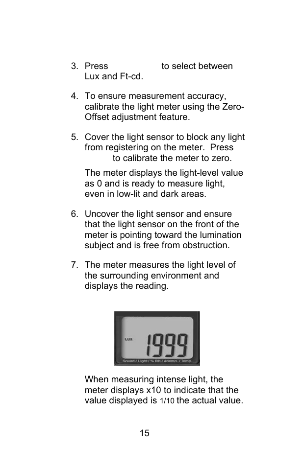 Measurement procedures | Sper Scientific 850069 Environmental Quality Meter w/Sound User Manual | Page 15 / 32