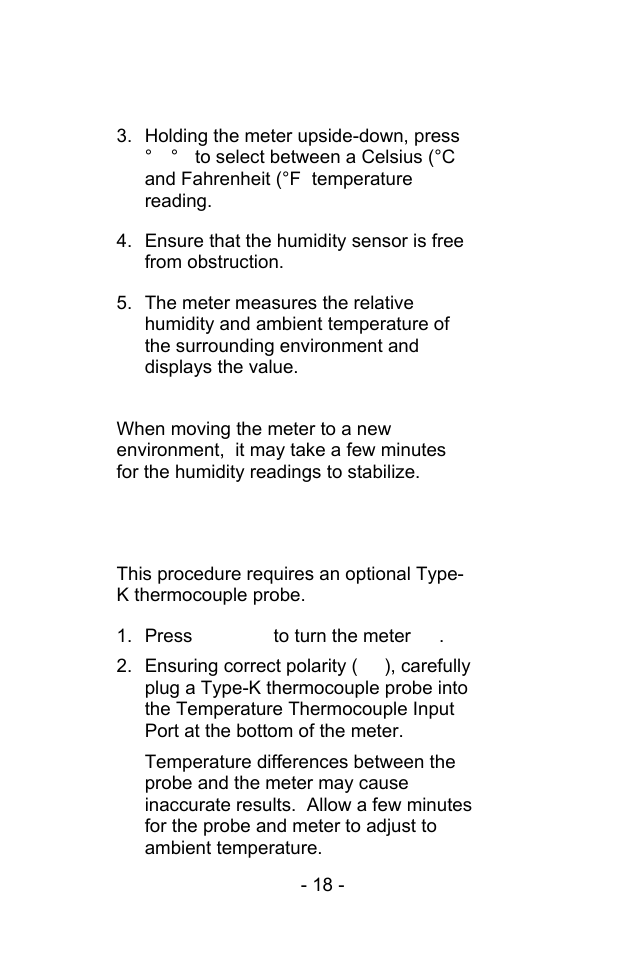 Measurement procedures | Sper Scientific 850069 Environmental Quality Meter w/Sound User Manual | Page 18 / 32