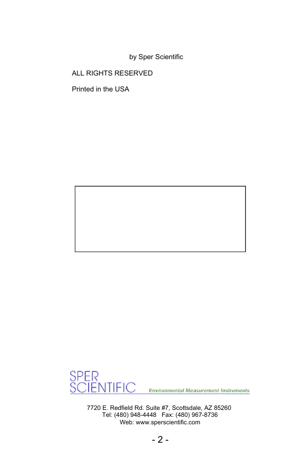 Sper Scientific 850069 Environmental Quality Meter w/Sound User Manual | Page 2 / 32