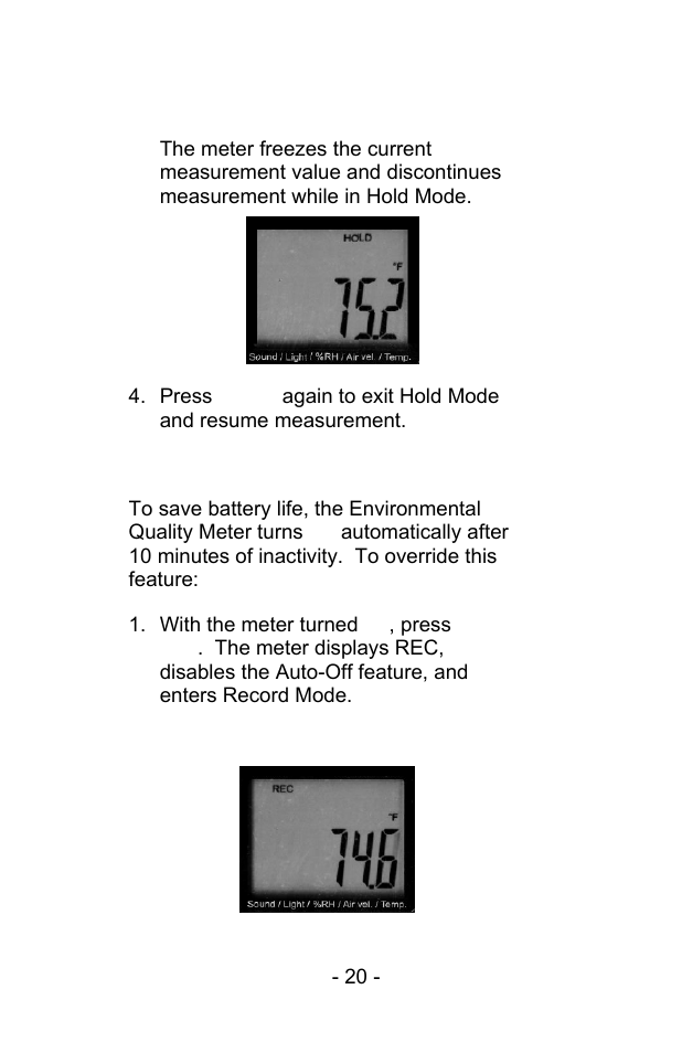 Sper Scientific 850069 Environmental Quality Meter w/Sound User Manual | Page 20 / 32