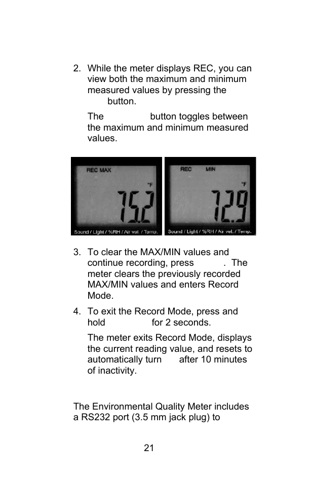 Measurement procedures | Sper Scientific 850069 Environmental Quality Meter w/Sound User Manual | Page 21 / 32
