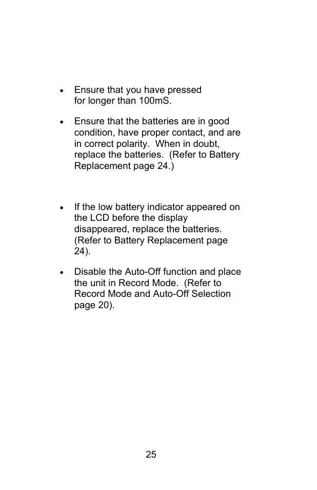Troubleshooting | Sper Scientific 850069 Environmental Quality Meter w/Sound User Manual | Page 25 / 32