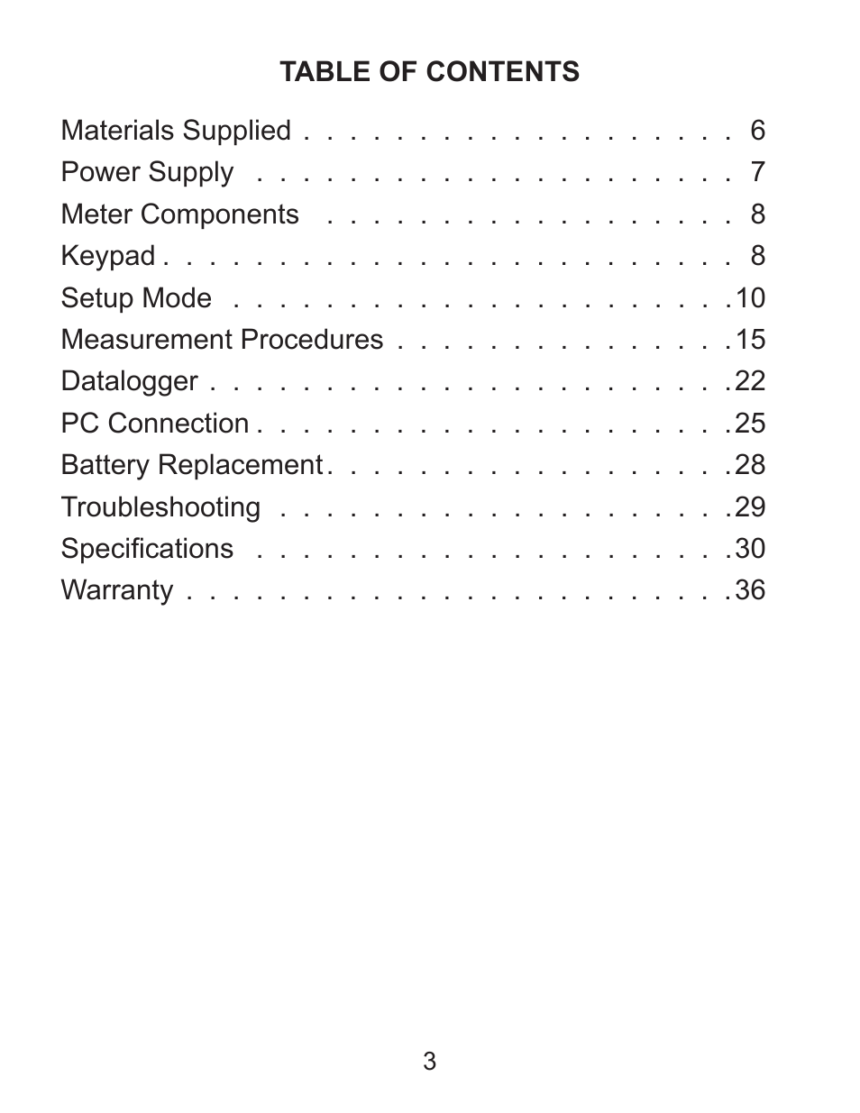 Sper Scientific 850071 Environmental Quality Meter User Manual | Page 3 / 36