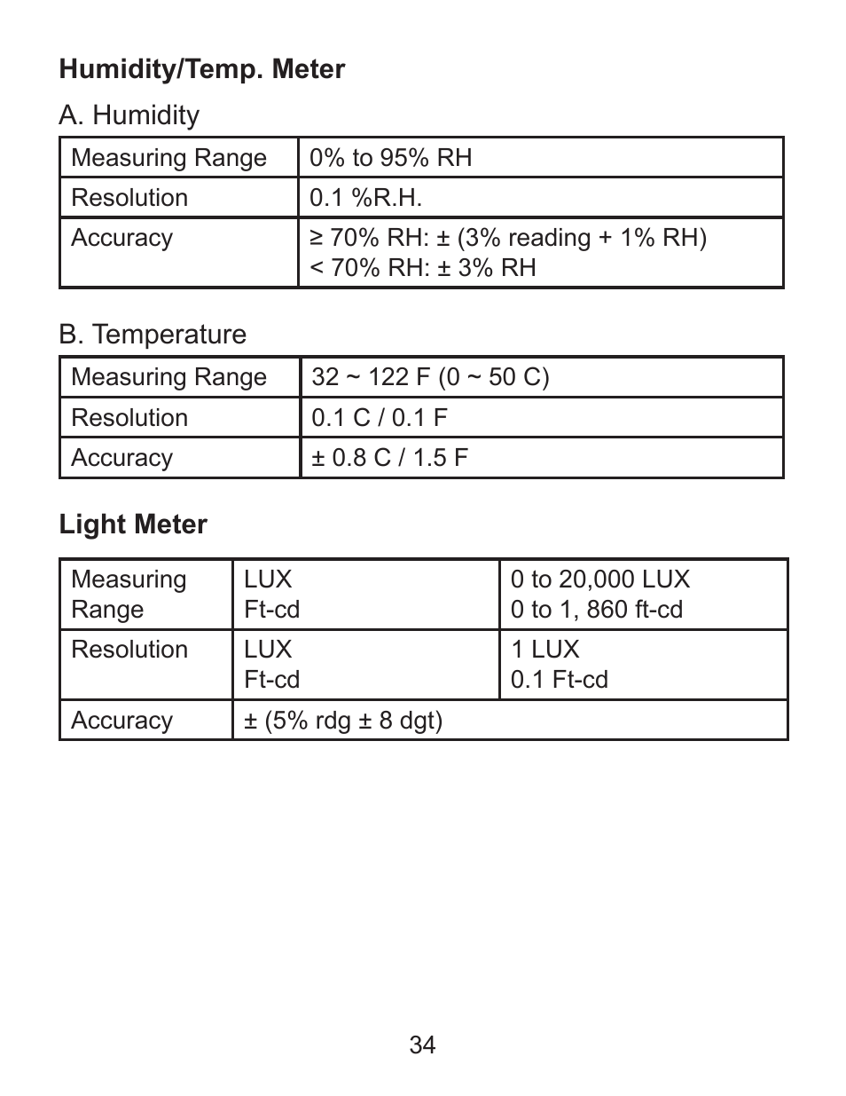 Sper Scientific 850071 Environmental Quality Meter User Manual | Page 34 / 36