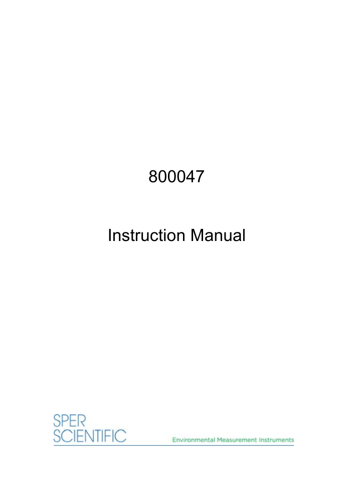 Sper Scientific 800047 Oxygen Pen User Manual | 16 pages