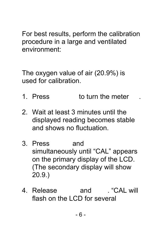 Calibration | Sper Scientific 800047 Oxygen Pen User Manual | Page 6 / 16