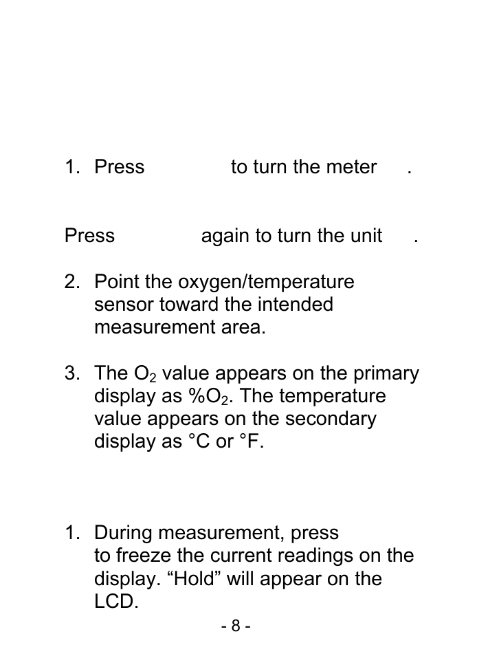 Measurement procedures | Sper Scientific 800047 Oxygen Pen User Manual | Page 8 / 16