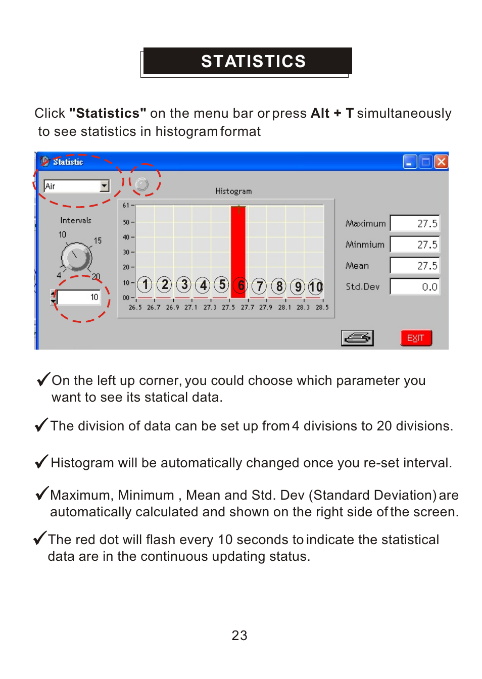 Statistics | Sper Scientific 840052 Data Acquisition Software User Manual | Page 25 / 26