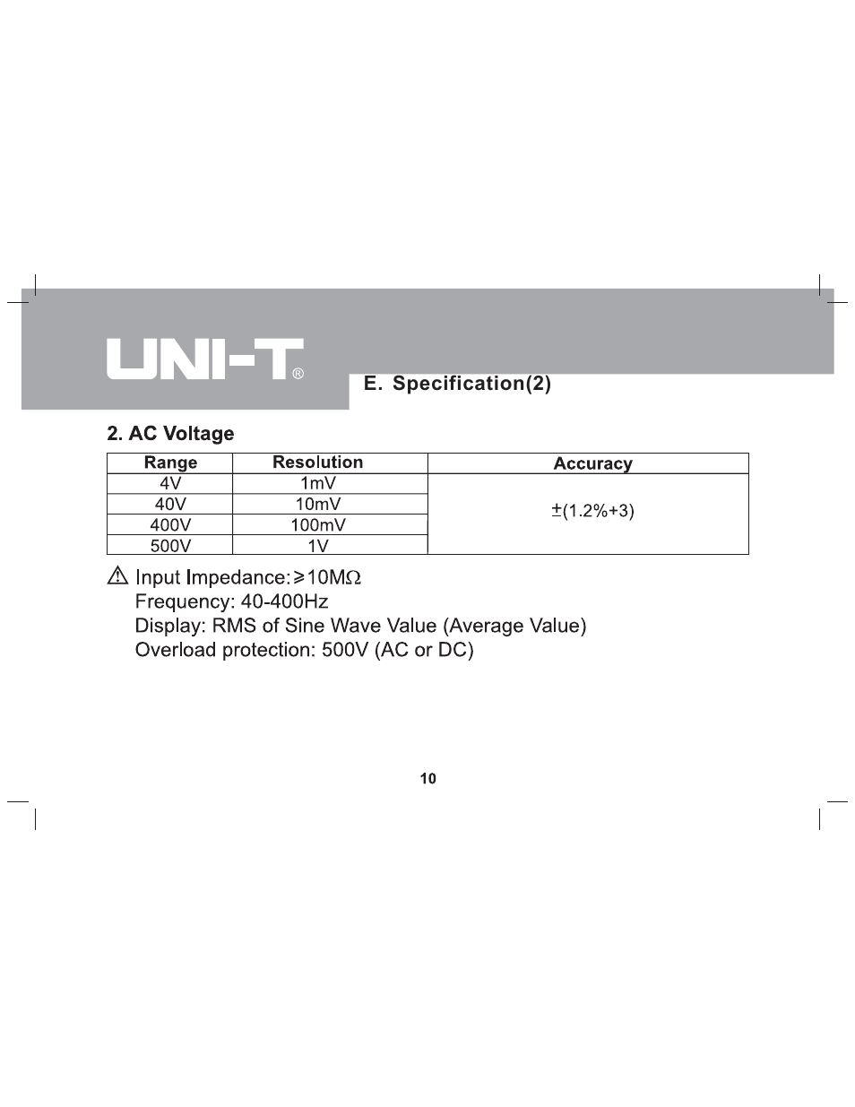 Sper Scientific 840073 Multimeter - Auto-Ranging User Manual | Page 10 / 32