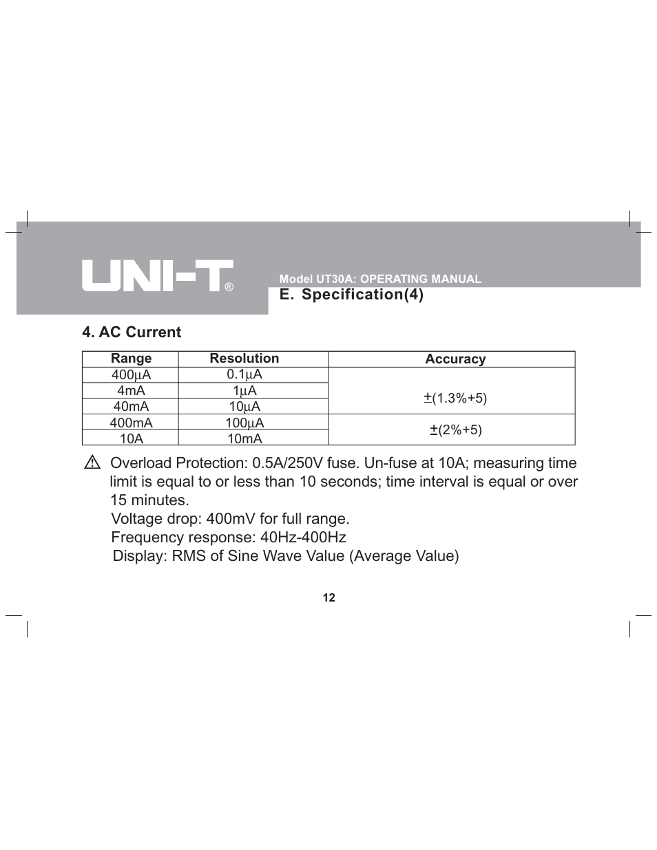 Sper Scientific 840073 Multimeter - Auto-Ranging User Manual | Page 12 / 32