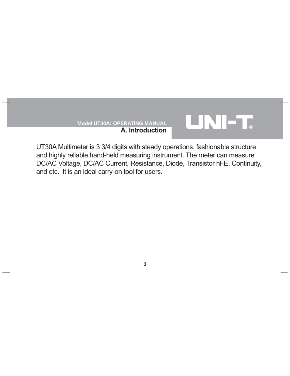 Sper Scientific 840073 Multimeter - Auto-Ranging User Manual | Page 3 / 32