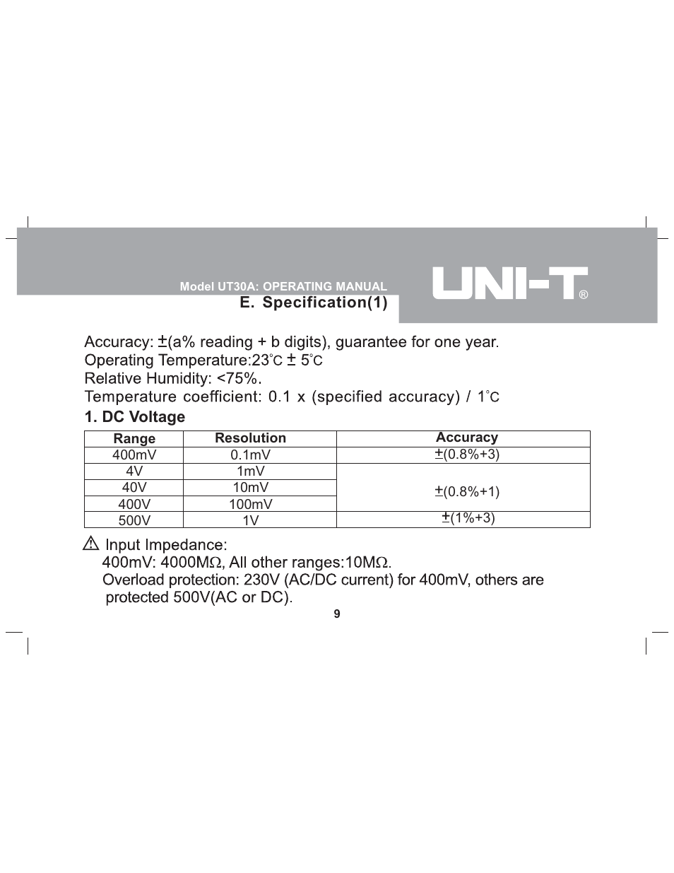 Sper Scientific 840073 Multimeter - Auto-Ranging User Manual | Page 9 / 32