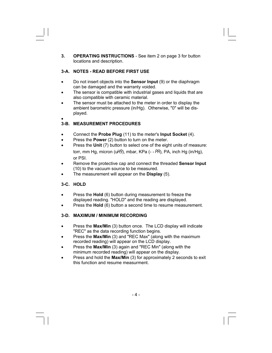 Sper Scientific 840064 Vacuum Meter User Manual | Page 4 / 8