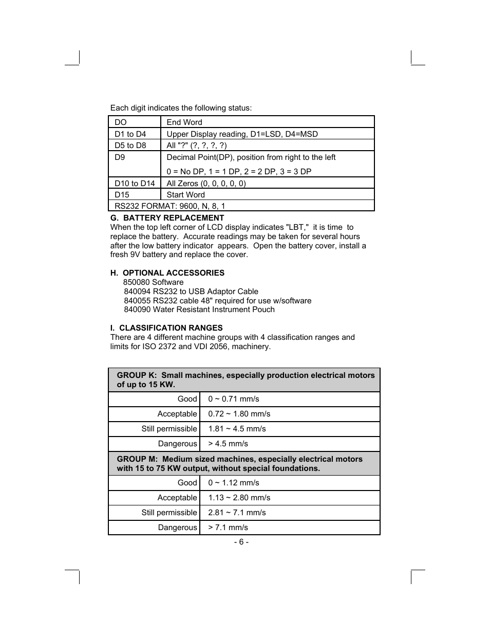 Sper Scientific 840063 Vibration Meter User Manual | Page 6 / 8