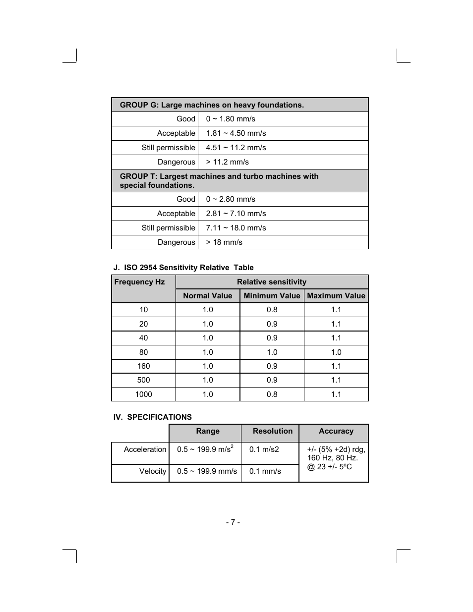 Sper Scientific 840063 Vibration Meter User Manual | Page 7 / 8