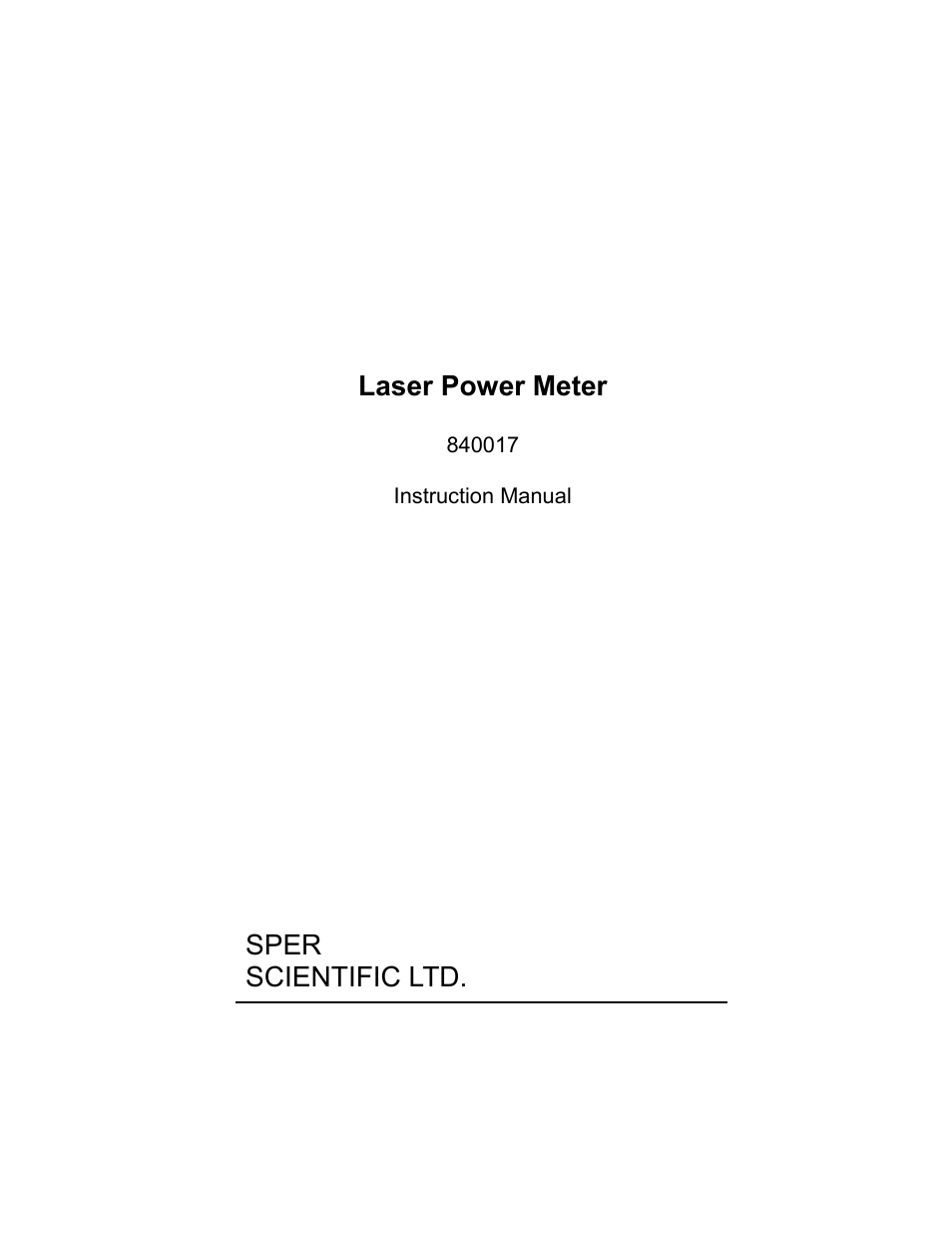 Sper Scientific 840017 Laser Power Meter User Manual | 4 pages