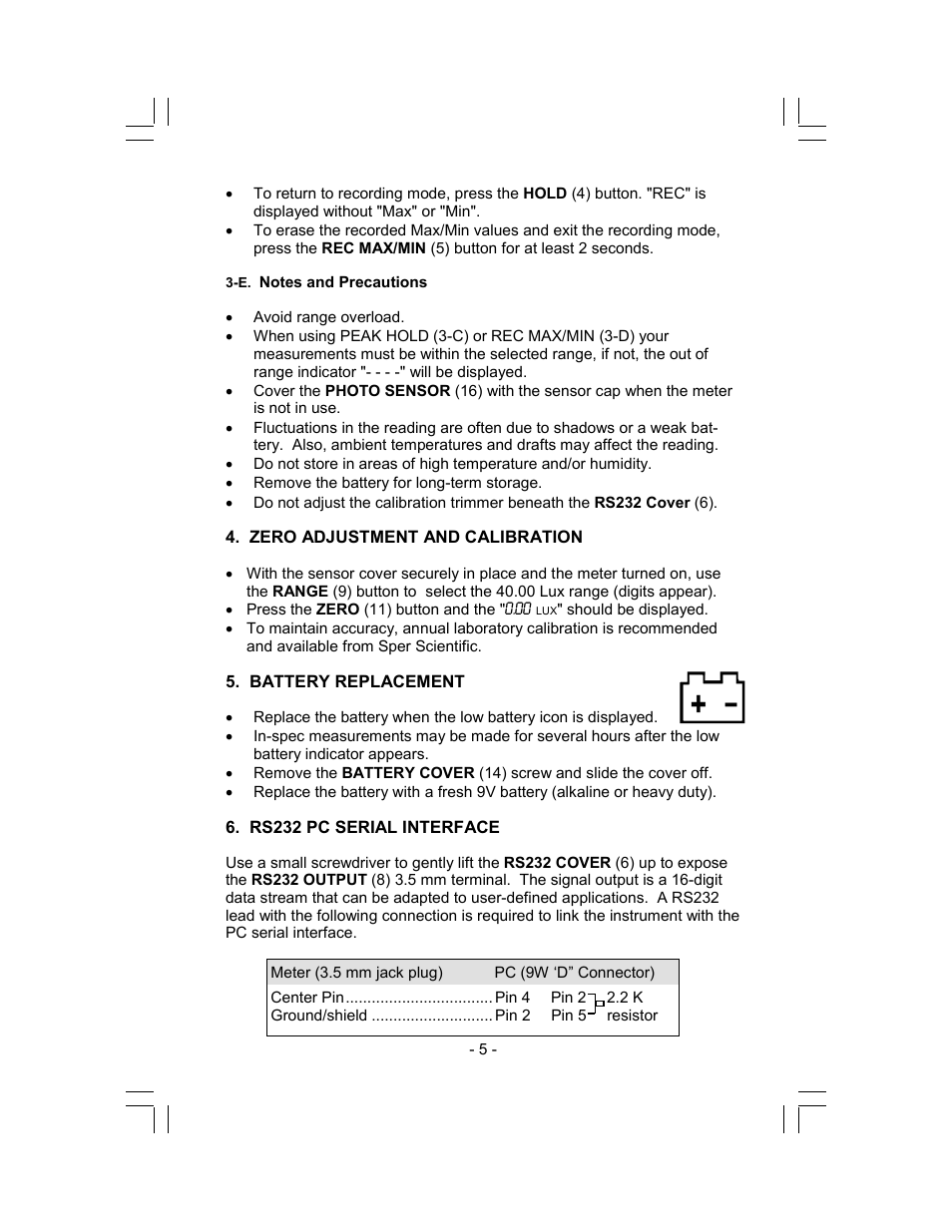 Sper Scientific 840022 Light Meter Advanced User Manual | Page 5 / 8