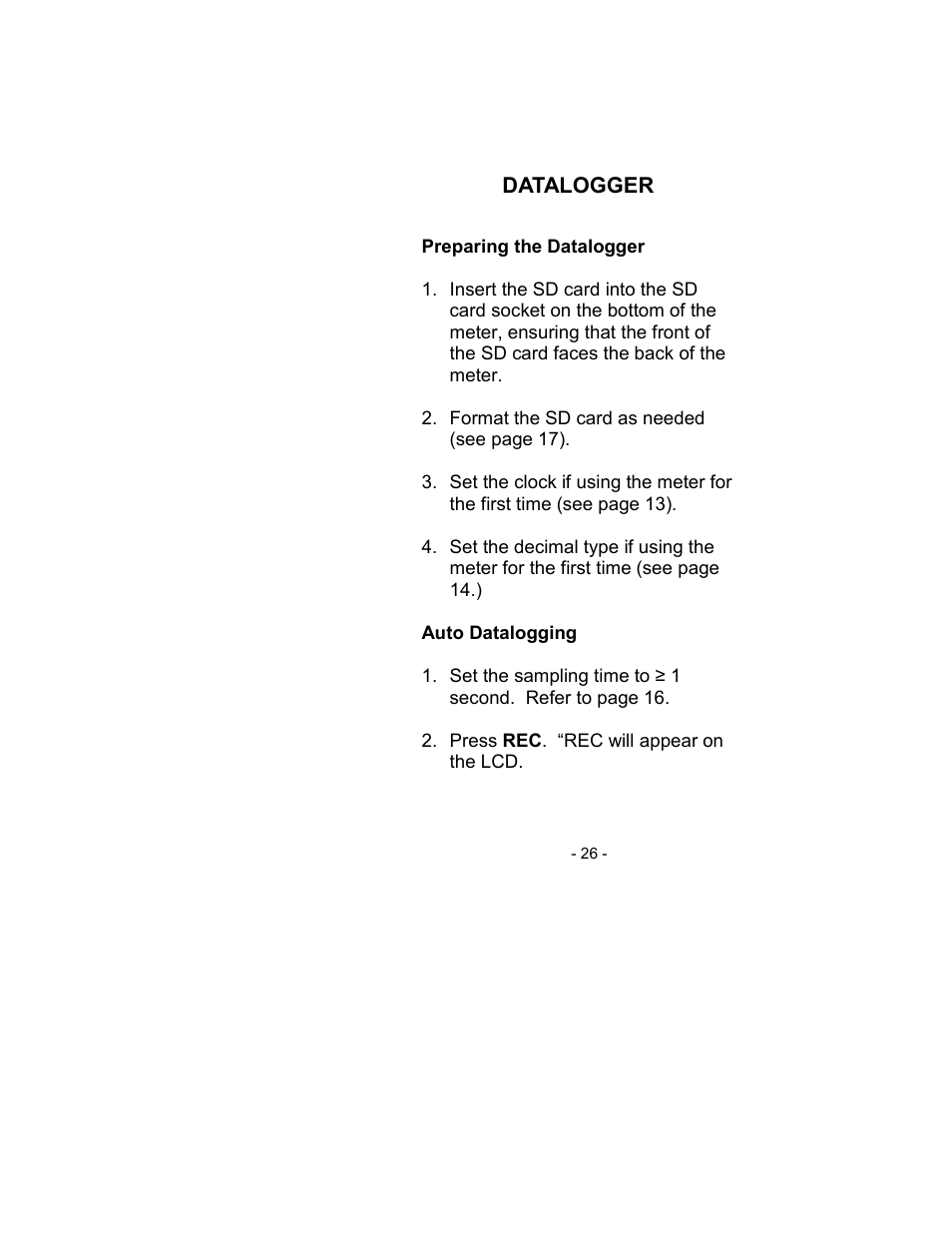 Sper Scientific 850007 Visible Light SD Card Logger User Manual | Page 26 / 44