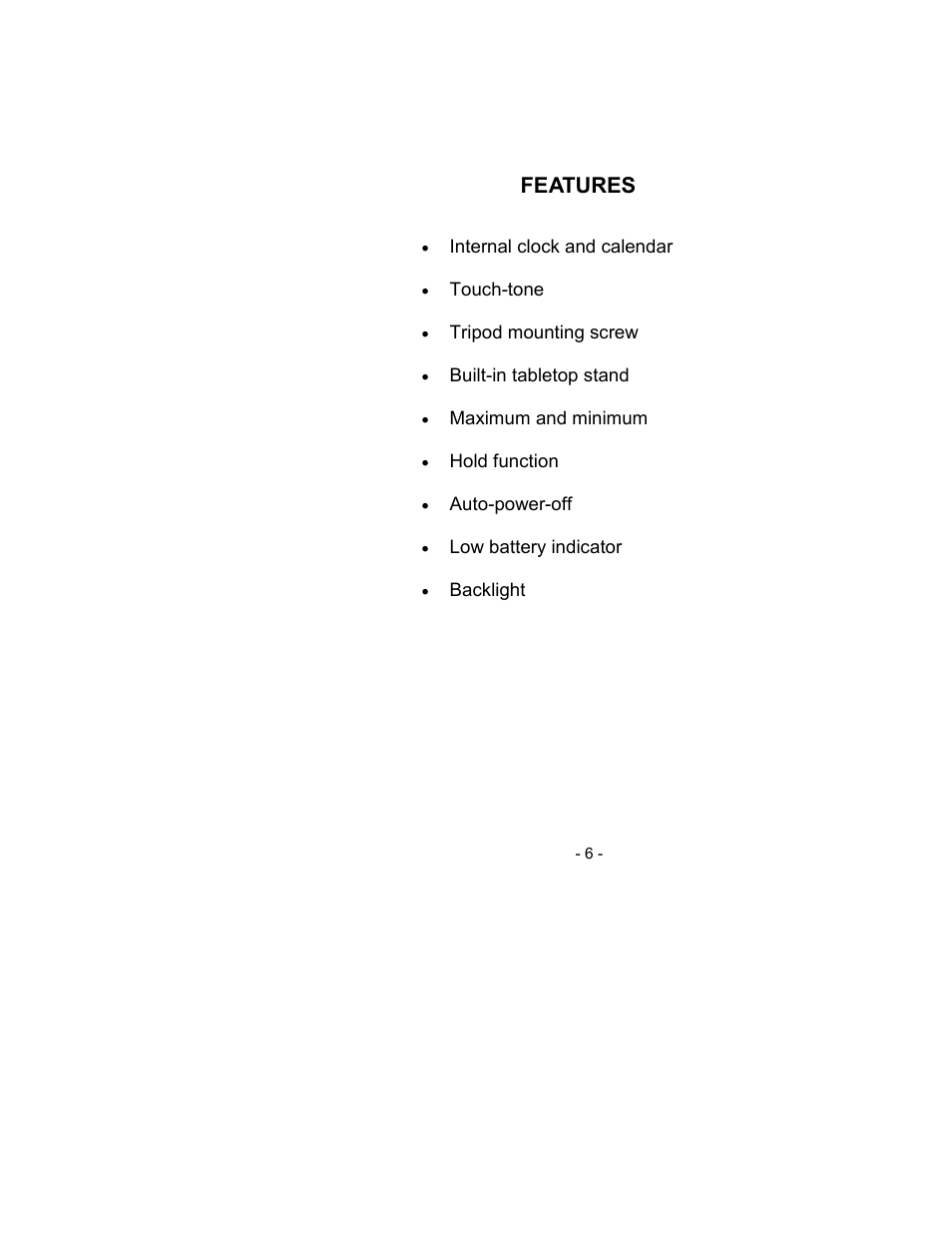Features | Sper Scientific 850007 Visible Light SD Card Logger User Manual | Page 6 / 44