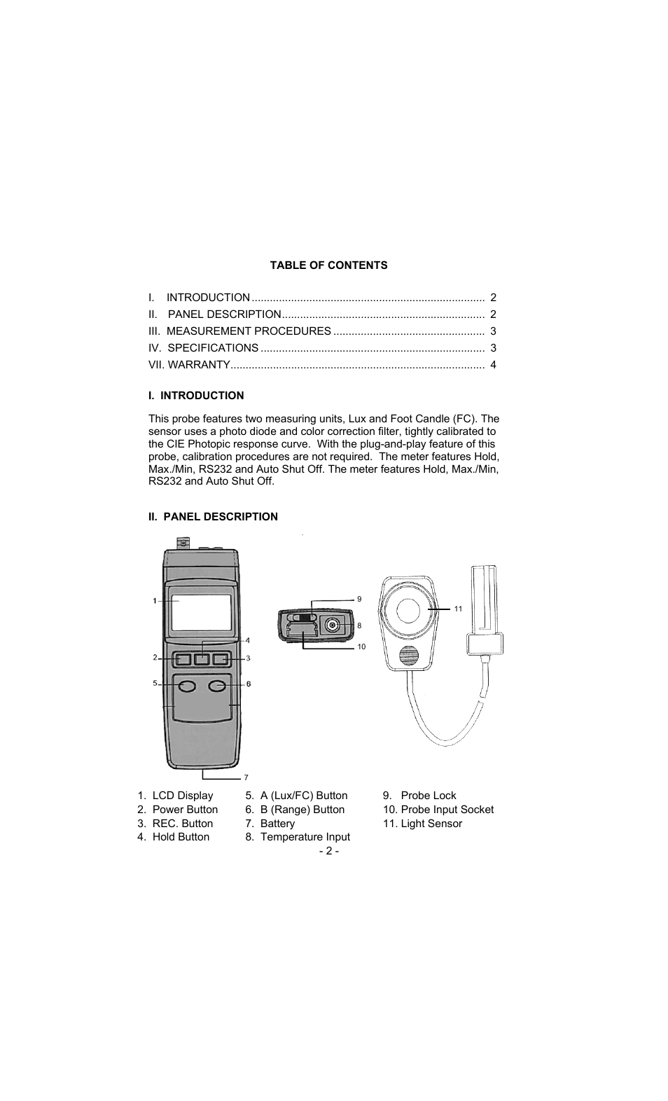 Sper Scientific 850075 Light Probe User Manual | Page 2 / 4