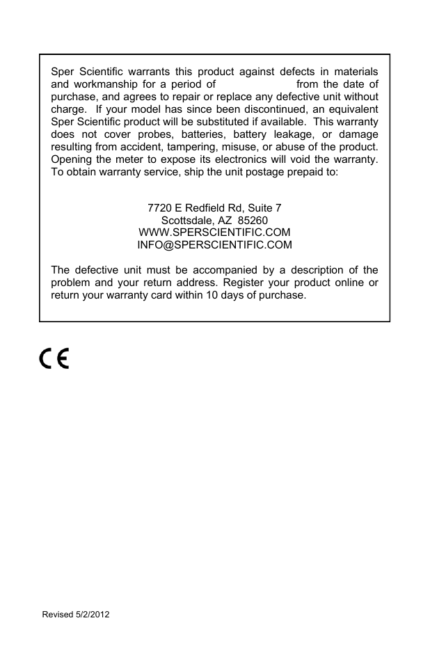 Sper Scientific 840099 Datalogging Manometer User Manual | Page 20 / 20
