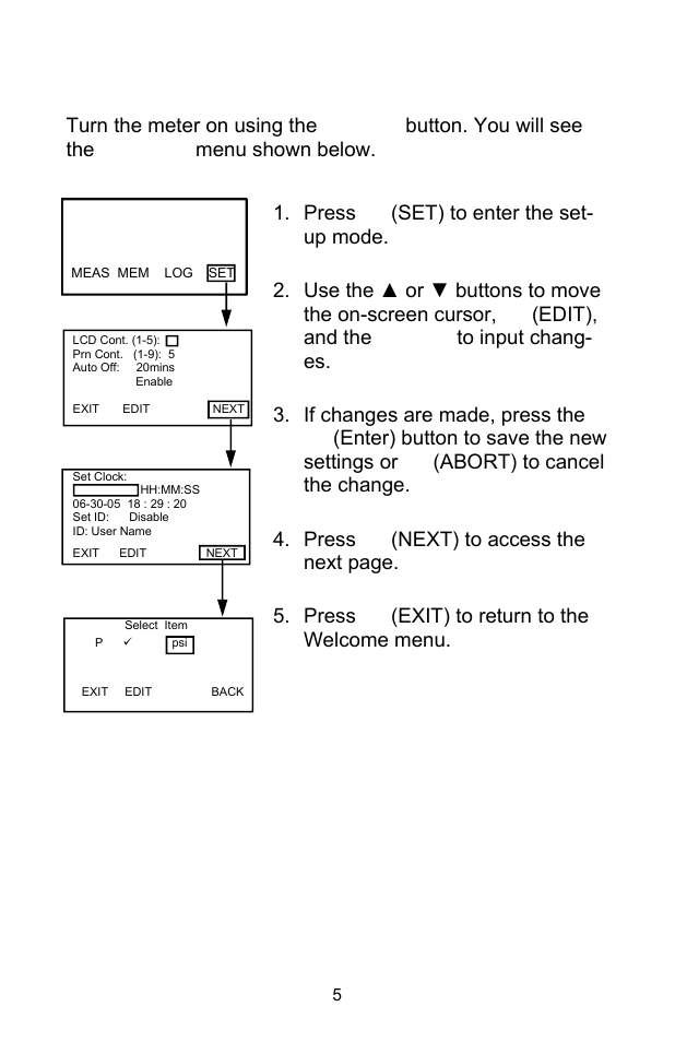 Set-up procedure, Welcome | Sper Scientific 840099 Datalogging Manometer User Manual | Page 5 / 20