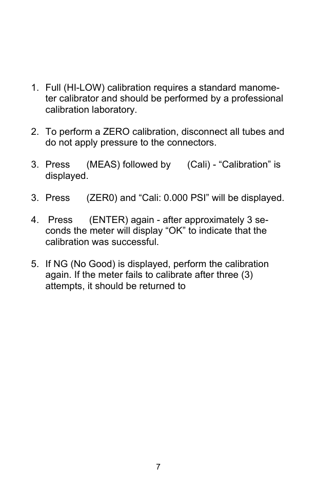 Calibration | Sper Scientific 840099 Datalogging Manometer User Manual | Page 7 / 20