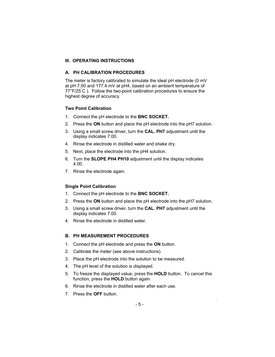 Sper Scientific 840087 pH Meter - Basic User Manual | Page 5 / 8