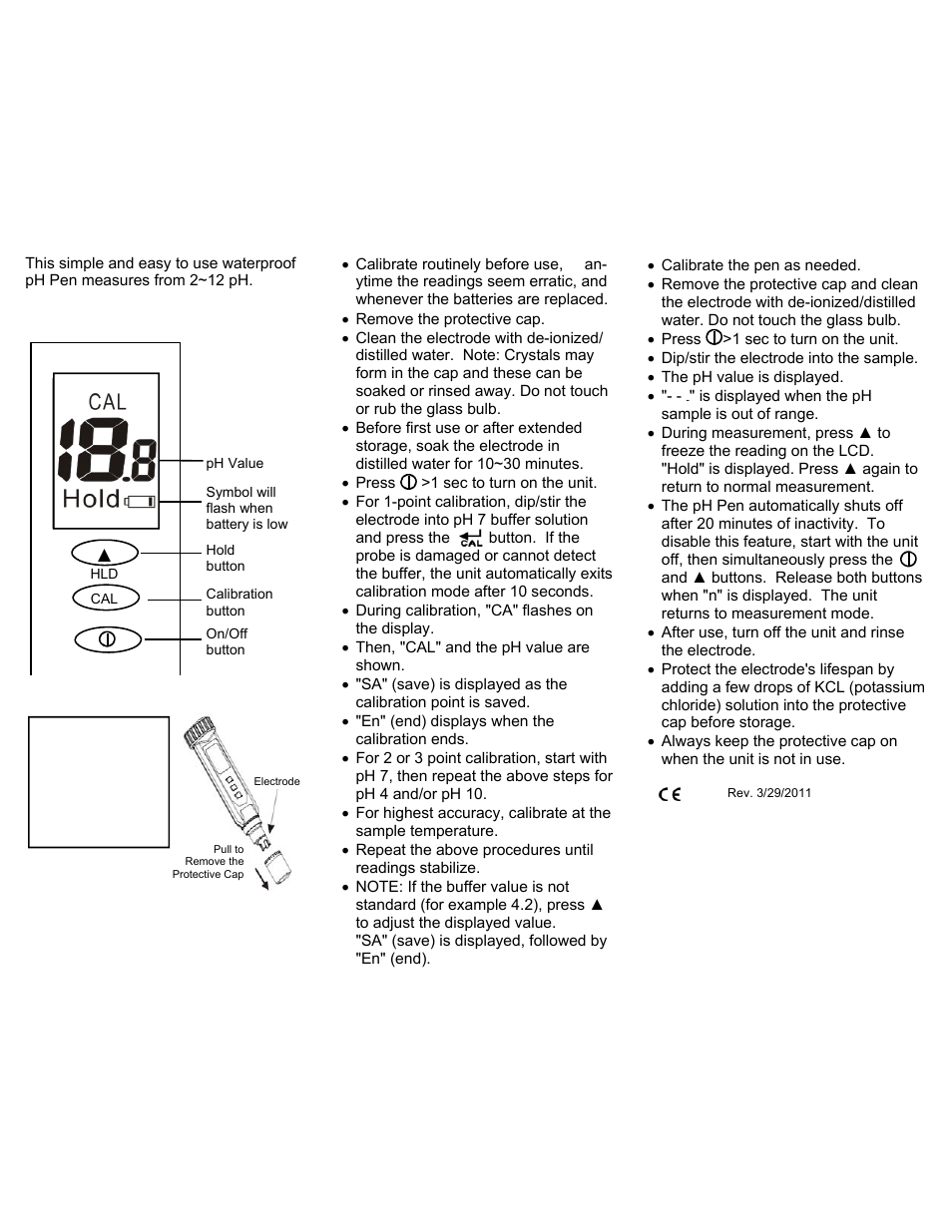 Sper Scientific 850050 Large Display pH Pen User Manual | 2 pages