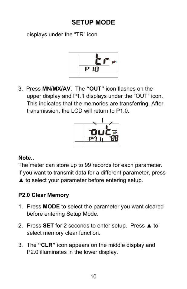 Setup mode | Sper Scientific 850055 pH Meter - Advanced User Manual | Page 10 / 40