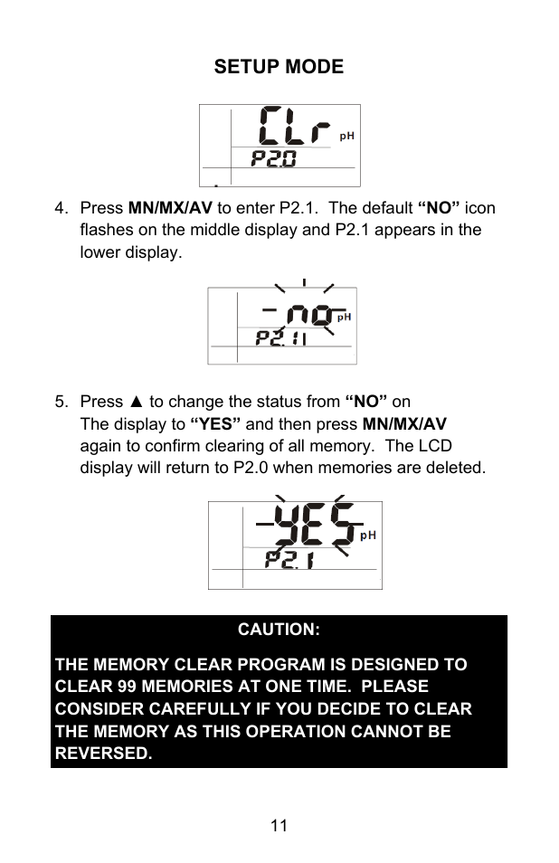 Setup mode | Sper Scientific 850055 pH Meter - Advanced User Manual | Page 11 / 40