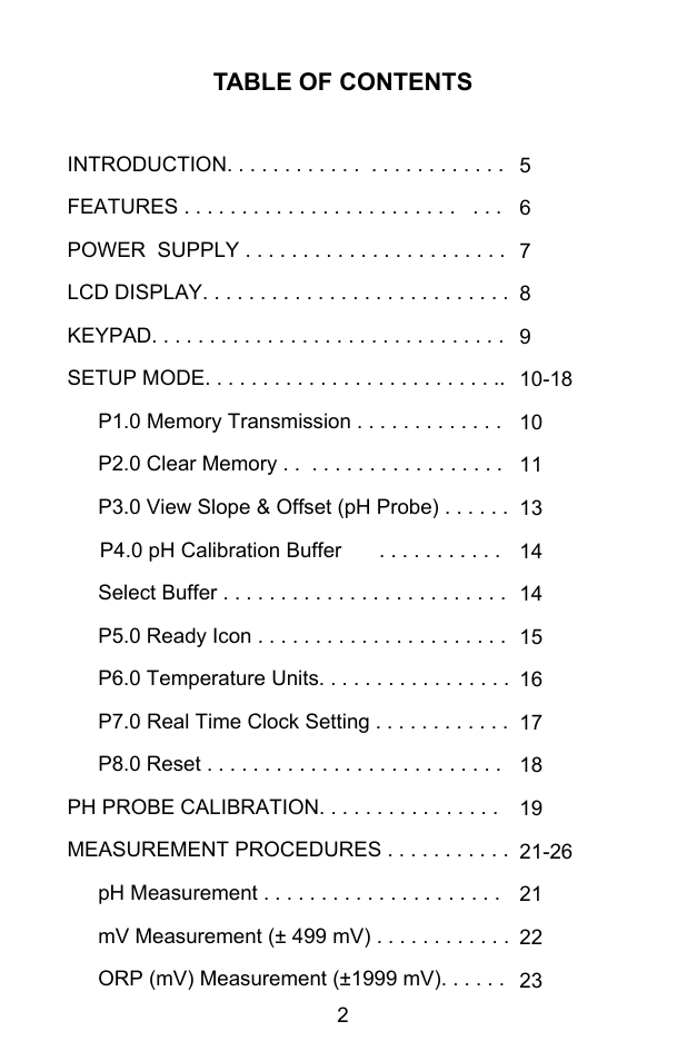 Sper Scientific 850055 pH Meter - Advanced User Manual | Page 2 / 40