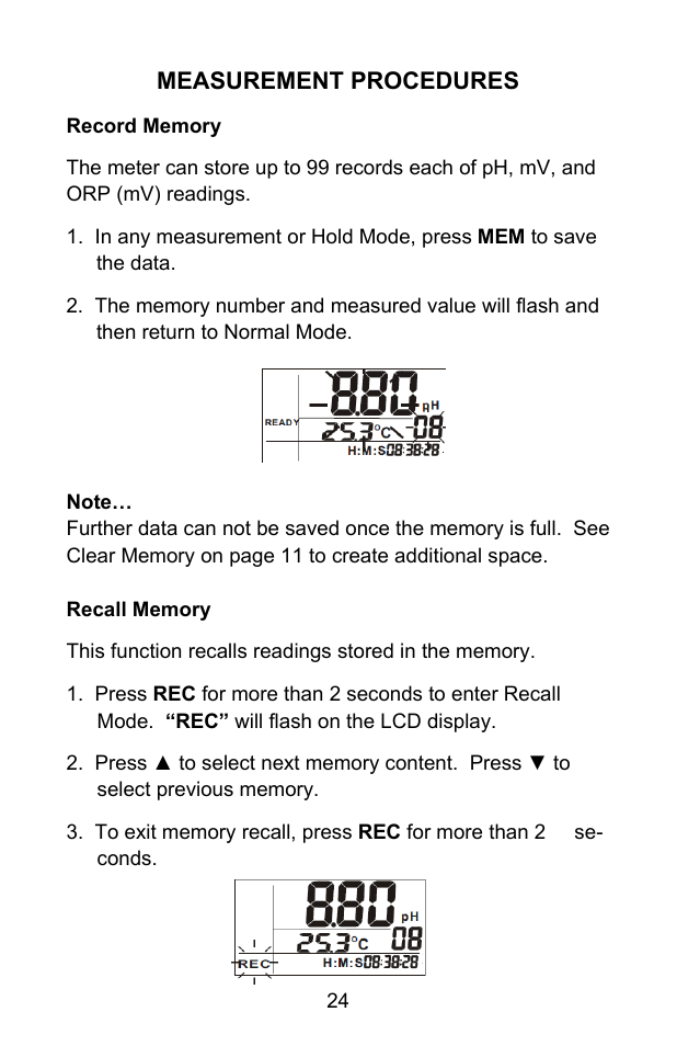 Measurement procedures | Sper Scientific 850055 pH Meter - Advanced User Manual | Page 24 / 40