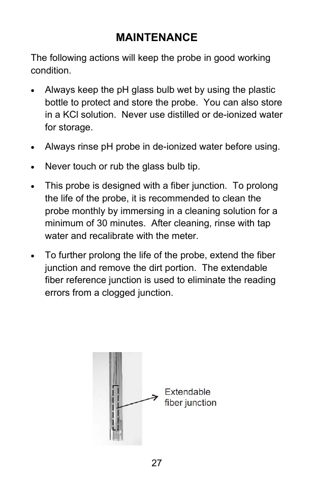 Maintenance | Sper Scientific 850055 pH Meter - Advanced User Manual | Page 27 / 40