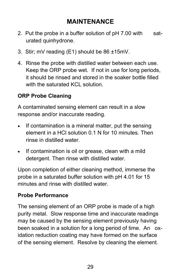 Maintenance | Sper Scientific 850055 pH Meter - Advanced User Manual | Page 29 / 40