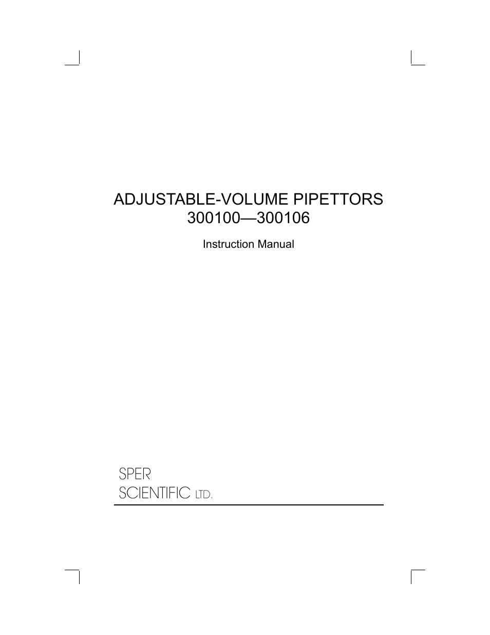 Sper Scientific 300104 Adjustable Pipettor User Manual | 4 pages