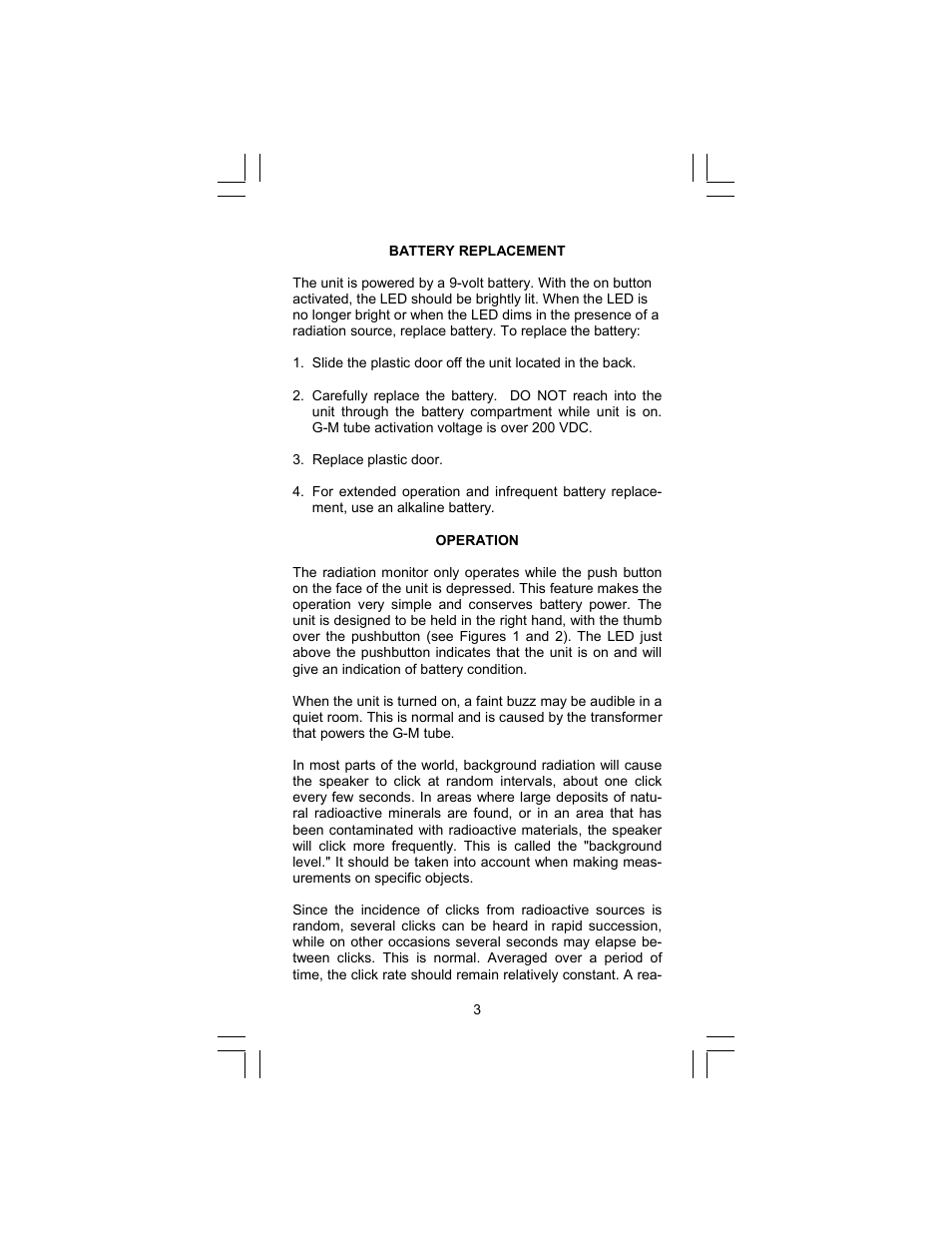 Sper Scientific 840007 Radiation Detection Meter User Manual | Page 3 / 12