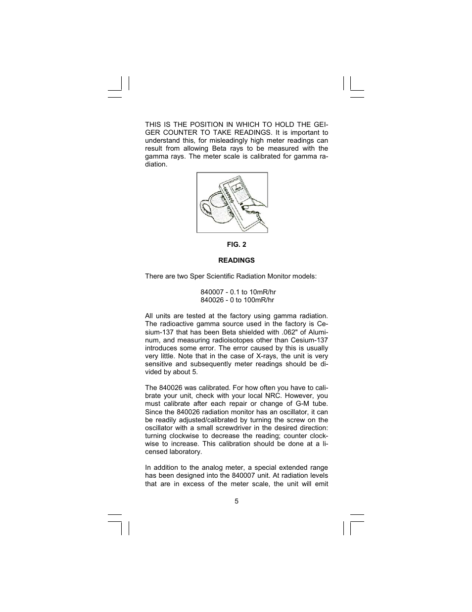 Sper Scientific 840007 Radiation Detection Meter User Manual | Page 5 / 12