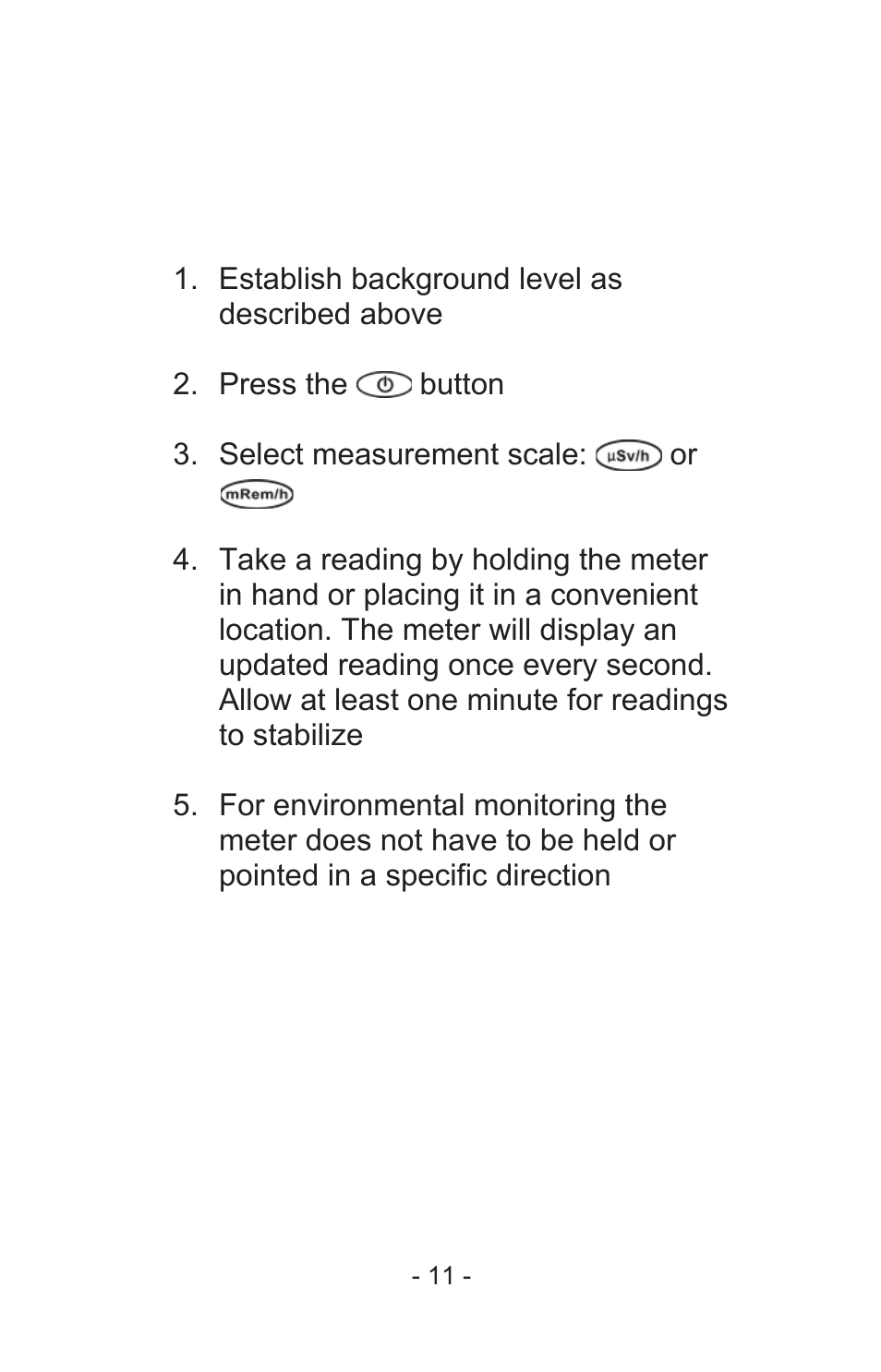 Area monitoring | Sper Scientific 840024 Digital Radiation Meter User Manual | Page 11 / 24